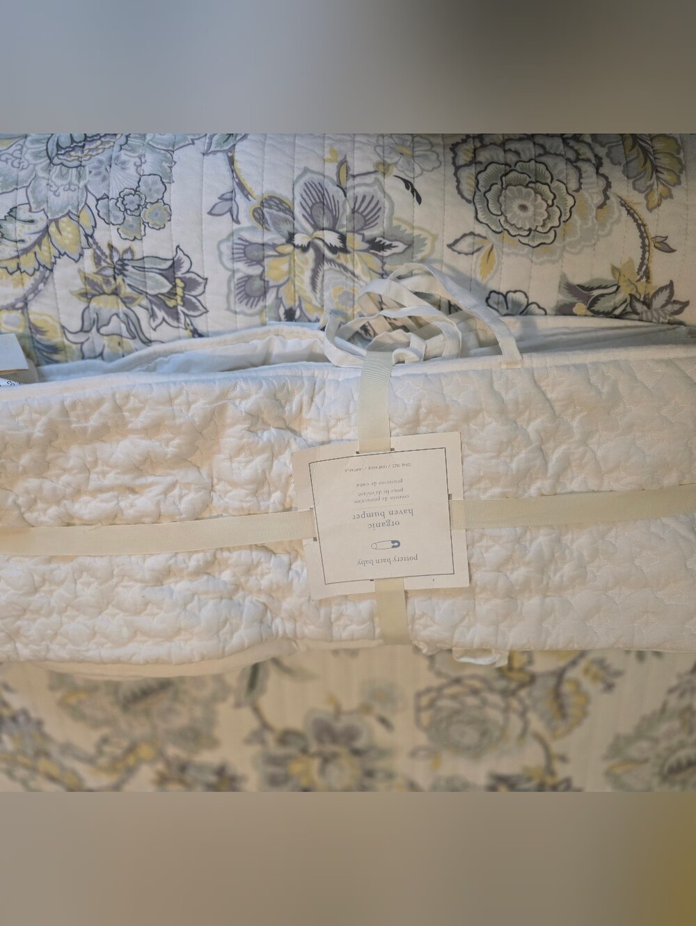 Pottery Barn Kids Organic Haven Cotton  Nursery Tufted Bumper Quilted NWT